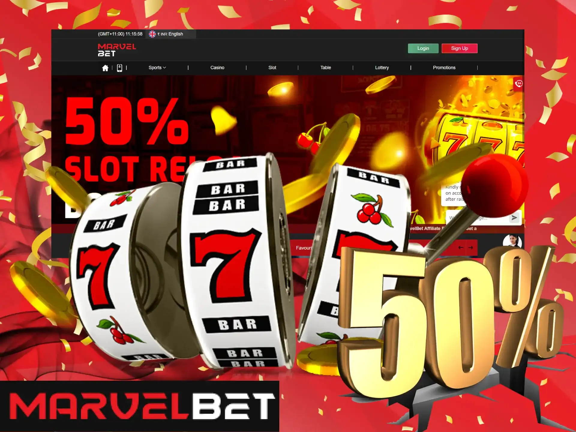 There is also a reload bonus on slots in the Marvelbet mobile casino.