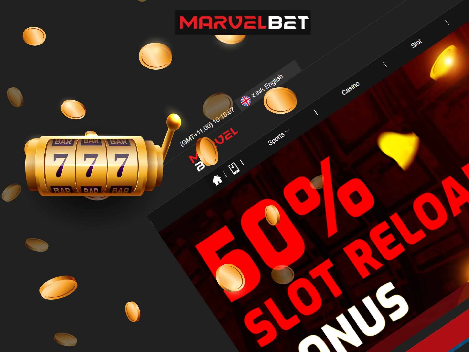 There are various casino slots from different developers at MarvelBet.